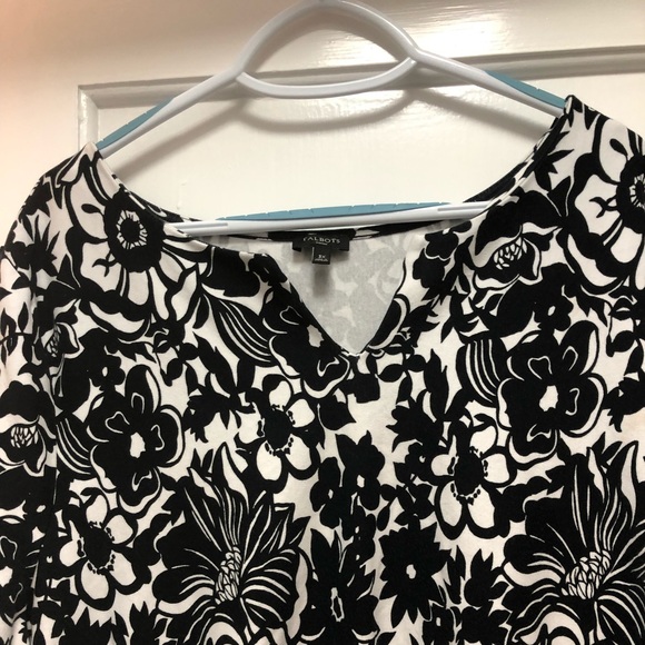 EUC 3X Talbots Dress Floral Black & White - Picture 4 of 9